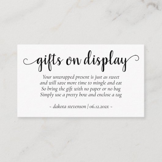 Einfache moderne Geschenke auf Display | Klassisch Begleitkarte (Vorderseite)