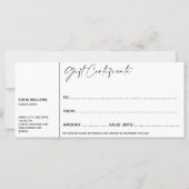 Einfache moderne Geschenkgutschein-Geschenkkarte h (Rückseite)