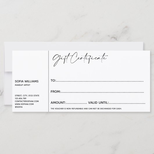 Einfache moderne Geschenkgutschein-Geschenkkarte h (Rückseite)