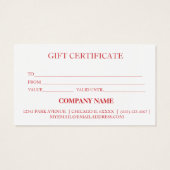 Einfache, moderne Geschenkgutscheine Backkuchen (Rückseite)