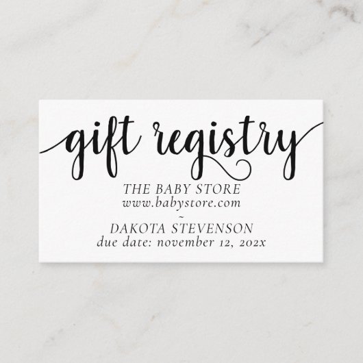 Einfache moderne Geschenkregistrierung | Klassisch Begleitkarte (Vorderseite)