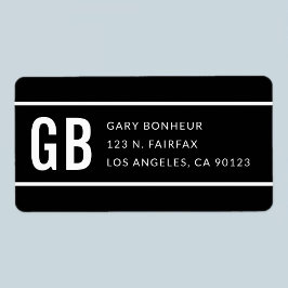 Einfache, moderne gestreifte Schwarz-Weiß-Rücksend Adressaufkleber