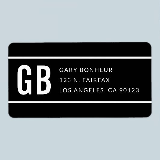 Einfache, moderne gestreifte Schwarz-Weiß-Rücksend Adressaufkleber