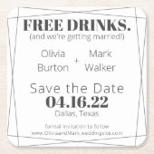 Einfache, moderne Getränke Save the Date Untersetz Rechteckiger Pappuntersetzer (Vorderseite)