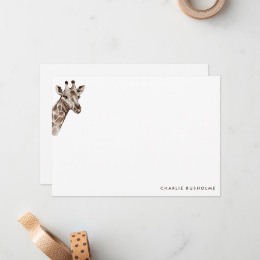 Einfache moderne Giraffe Personalisierte Stationer Mitteilungskarte (Vorderseite/Rückseite Beispiel)