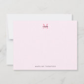 Einfache moderne Girl-Pink-Monogramm Mitteilungskarte (Vorderseite)