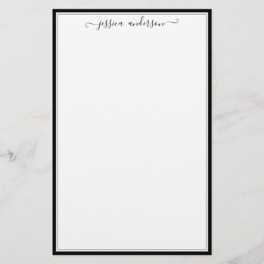 Einfache moderne Girly Black Script Schriftart Cal Briefpapier (Vorderseite)