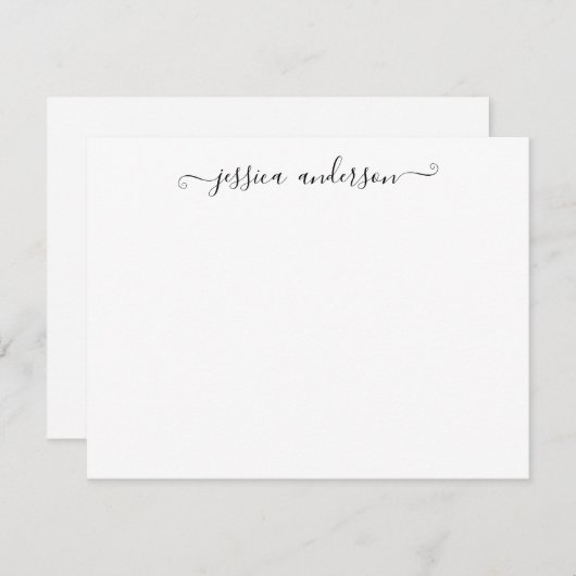 Einfache moderne Girly Classic Black Gray Script Mitteilungskarte (Vorne/Hinten)