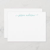 Einfache moderne Girly Classic Blue Script Mitteilungskarte (Vorne/Hinten)