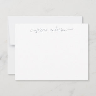 Einfache moderne Girly Elegante Silver Gray Script Mitteilungskarte