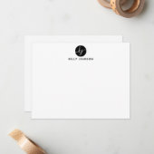 Einfache moderne Girly Script Circle Monogram Blac Mitteilungskarte (Vorderseite/Rückseite Beispiel)