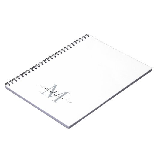 Einfache moderne Girly Script Monogram Black Notizblock (Linke Seite)