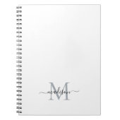 Einfache moderne Girly Script Monogram Black Notizblock (Vorderseite)