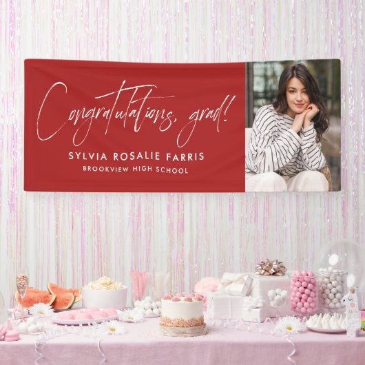 Einfache moderne Glückwünsche mit einem Foto roter Banner (Party)