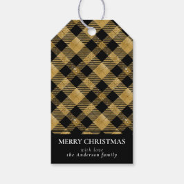 Einfache moderne Gold Buffalo Kariert Frohe Weihna Geschenkanhänger