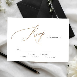 Einfache moderne Gold Calligraphy Wedding RSVP Car