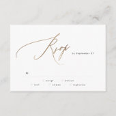 Einfache moderne Gold Calligraphy Wedding RSVP Car Karte (Vorderseite)