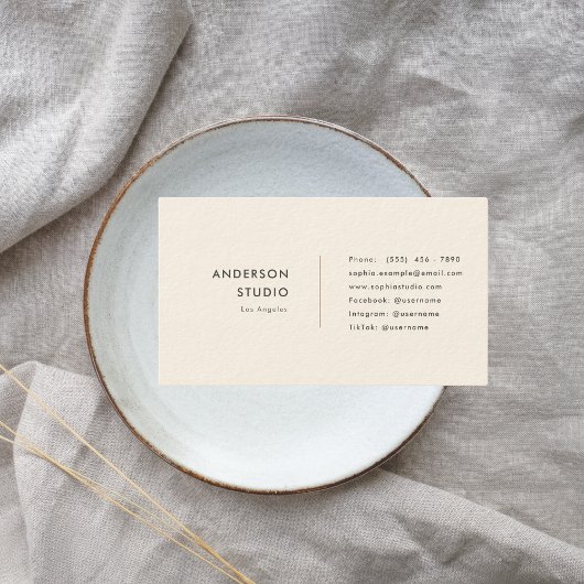 Einfache moderne Gold Creme QR Code Business Card Visitenkarte