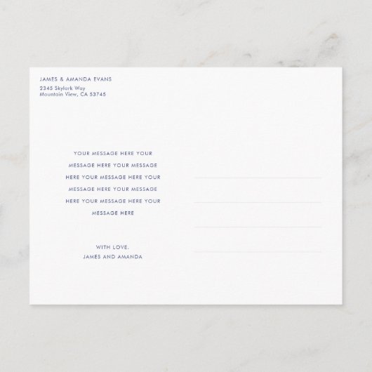 Einfache moderne Gold Custom Foto Neue Baby Geburt Ankündigungspostkarte (Rückseite)