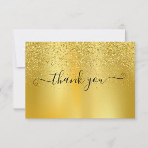 Einfache moderne Gold-Glitzer Elegantes Skript Dankeskarte