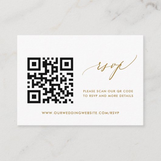 Einfache moderne Gold-Hochzeit RSVP QR-Code Begleitkarte (Vorderseite)
