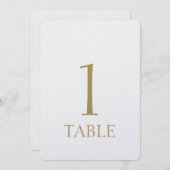 Einfache moderne Gold-Metallic-Tischnummer Einladung (Vorne/Hinten)