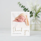 Einfache moderne Gold Script Foto Baby-Geschenk Dankeskarte (Stehend Vorderseite)