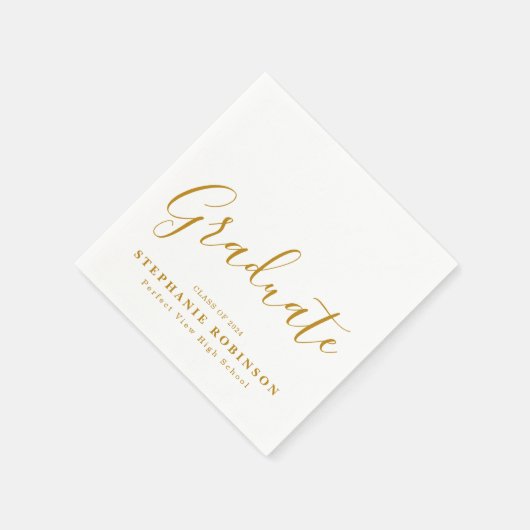Einfache moderne Gold Script Graduation Party Serviette (Ecke)