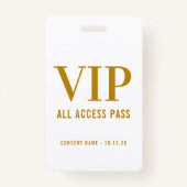 Einfache, moderne Gold Script VIP All Access Pass Ausweis (Vorderseite)
