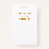 Einfache, moderne Gold Script VIP All Access Pass Ausweis (Rückseite)