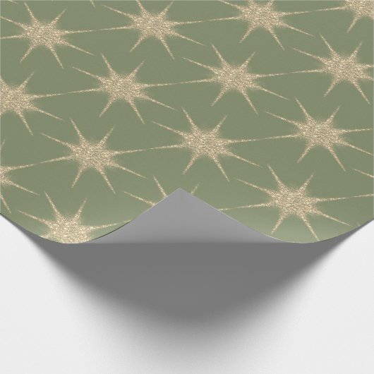Einfache moderne Gold-Sternexplosion Soft Green Ch Geschenkpapier (Ecke)