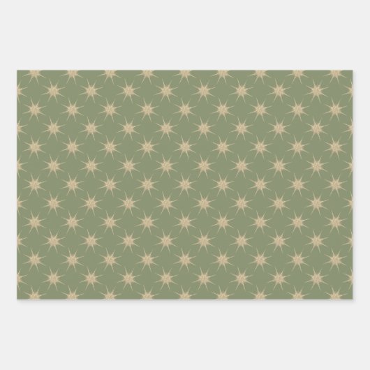 Einfache moderne Gold-Sternexplosion Soft Green Ch Geschenkpapier Set (Vorderseite 3)