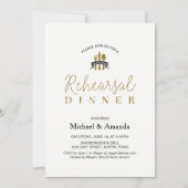 Einfache moderne Gold Wedding Probe Dinner Card Einladung (Vorderseite)