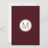 Einfache moderne goldgedeckte Burgundy Red Wedding Einladung (Rückseite)