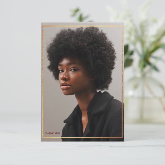 Einfache moderne Goldgrenze Abschluss Vielen Dank Einladung (Stehend Vorderseite)