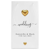 Einfache moderne Goldherz Hochzeit kleine Geschenk Kleine Geschenktüte (Rückseite)