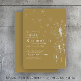 Einfache moderne Goldlüster-Hochzeit Einladung