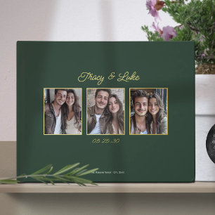 Einfache, moderne Goldrahmen mit drei Fotos Gästebuch