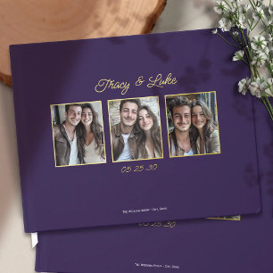 Einfache, moderne Goldrahmen mit drei Fotos Gästebuch