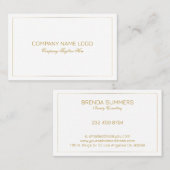 Einfache moderne Goldtöne - Grenzen auf Weiß Visitenkarte (Vorne/Hinten)