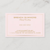 Einfache moderne GoldtöneGrenzen auf Pastellrosa Visitenkarte (Rückseite)