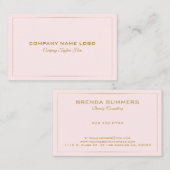 Einfache moderne GoldtöneGrenzen auf Pastellrosa Visitenkarte (Vorne/Hinten)