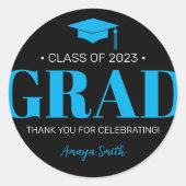 Einfache, moderne GRAD-Abschluss-Stift Runder Aufkleber (Vorderseite)