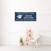 Einfache moderne Grad Cap Navy Blue Graduation Par Banner (Insitu)