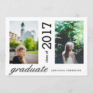 Einfache moderne Graduate Zwei Fotos Einladung