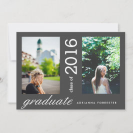 Einfache moderne Graduierung zwei Foto Steinkohle Einladung