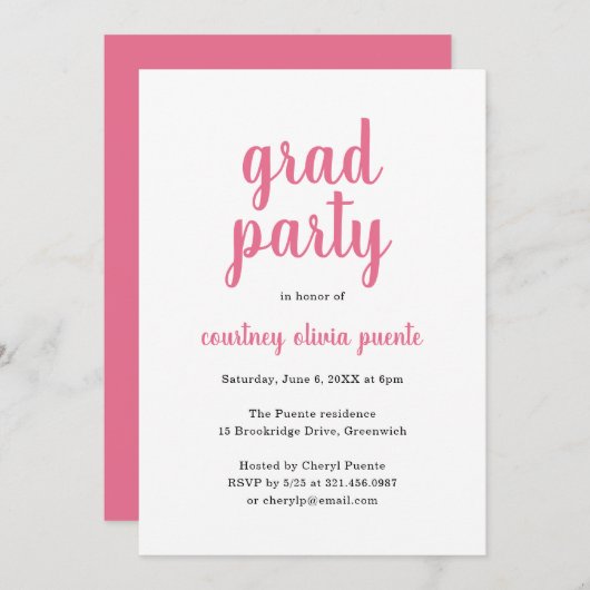 Einfache moderne Graduierungspartei Einladung (Vorne/Hinten)