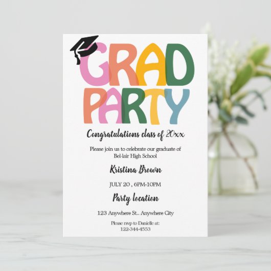Einfache moderne Graduierungspartei Einladung (Stehend Vorderseite)