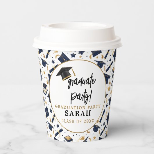 Einfache moderne Graduierungspartei Pappbecher (Rückseite)
