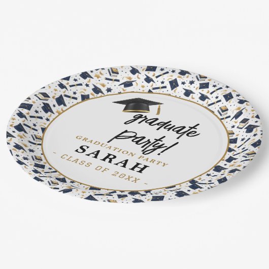 Einfache moderne Graduierungspartei Pappteller (Schrägansicht)